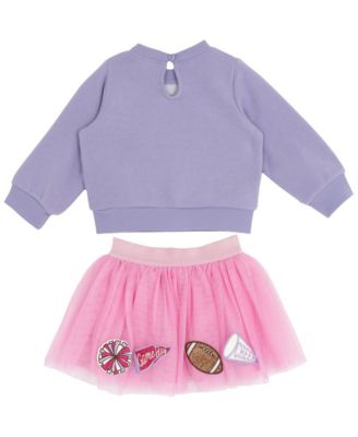 Baby Girls 2-Piece French Terry Cheer Sweatshirt and Tutu Skirt Set