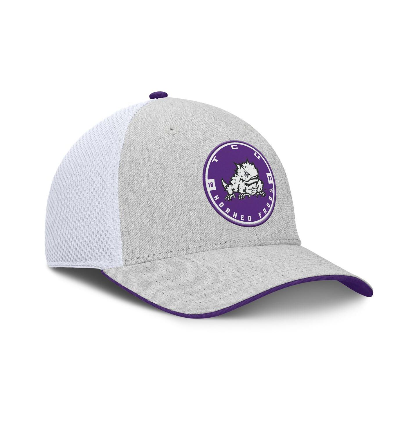 Мужская кепка Fanatics Heather Gray/White TCU Horned Frogs Trigger Flex Hat — фото 2