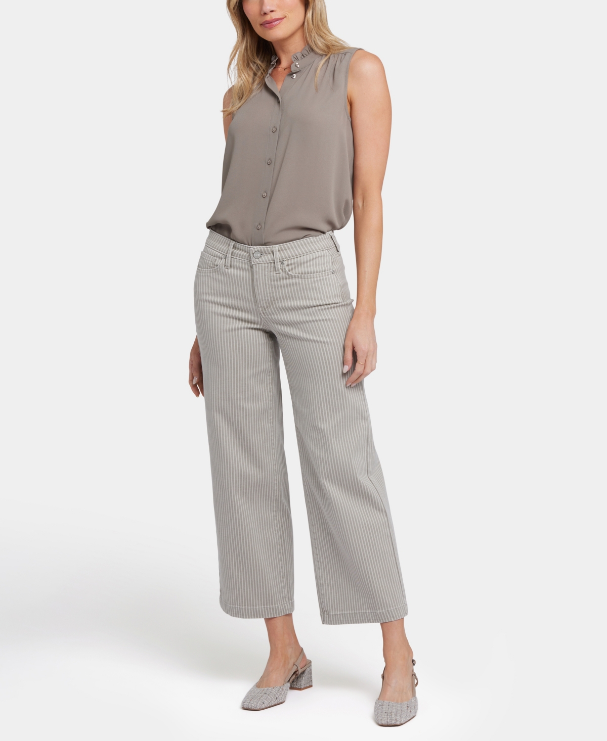 Petite Teresa Wide Leg Ankle Pants - Hidden Lodge Stripe