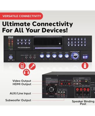 Wireless BT Streaming Home Theater Amplifier with CD/DVD Player, AM/FM Radio, HDMI/MP3/USB Reader (4000 Watt)