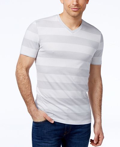 Alfani Men's Wide Striped V-Neck T-Shirt, Created for Macy's - T-Shirts ...