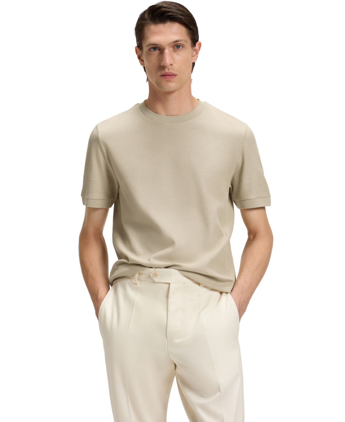 Мужская футболка из структурированного хлопка обычного покроя