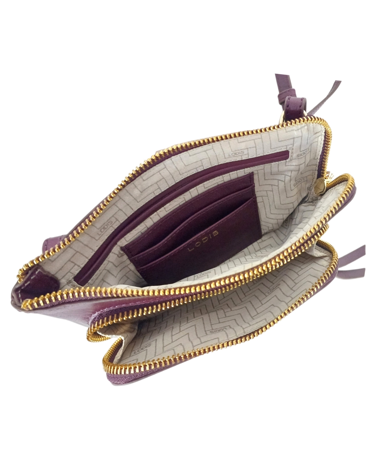 Lodis Glace Zip Around Wristlet In Burgundy