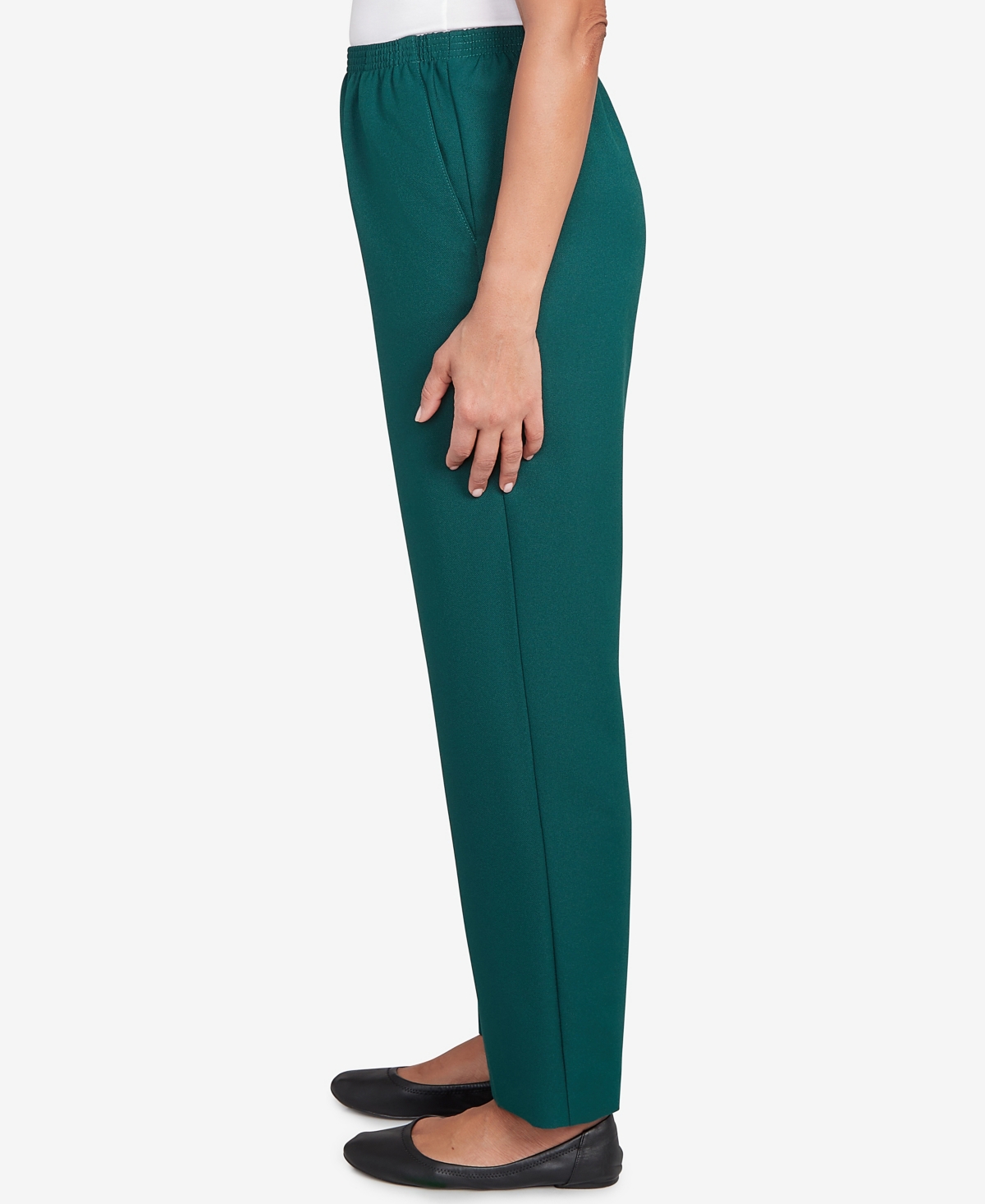 Alfred Dunner Petite Classic Poly Accord Short Length Pants In Green