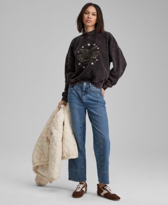 Women's Studded Mock Neck Graphic-Print Sweatshirt, Macy's Exclusive