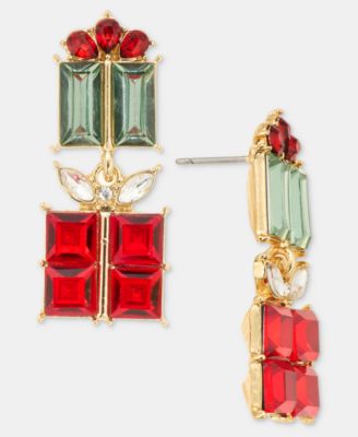 Holiday Lane - Mixed Crystal Gift Double Drop Earrings
