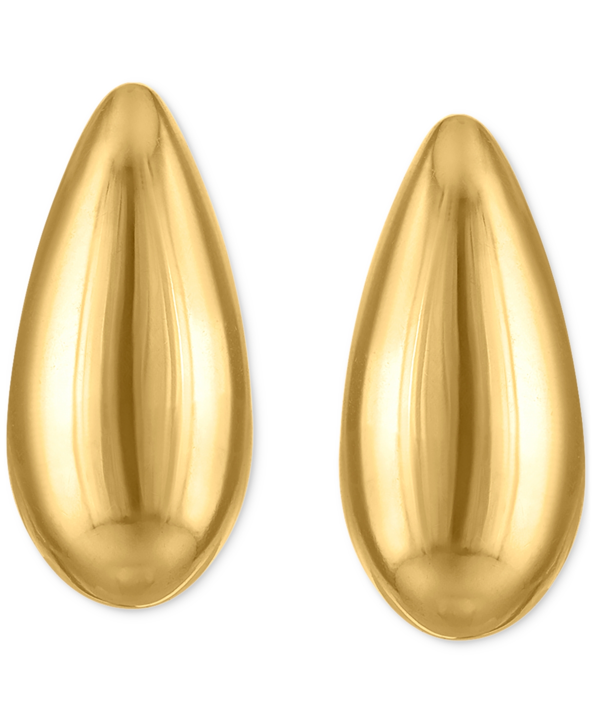 Macy's Polished Curved Teardrop Stud Earrings In 10k Gold In Gold