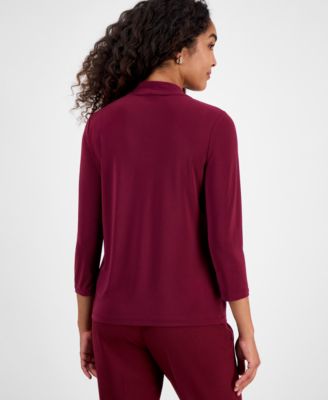 Women's Knot-Front 3/4-Sleeve Blouse