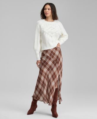 And Now This - Women's Plaid Bias-Cut Slip Skirt