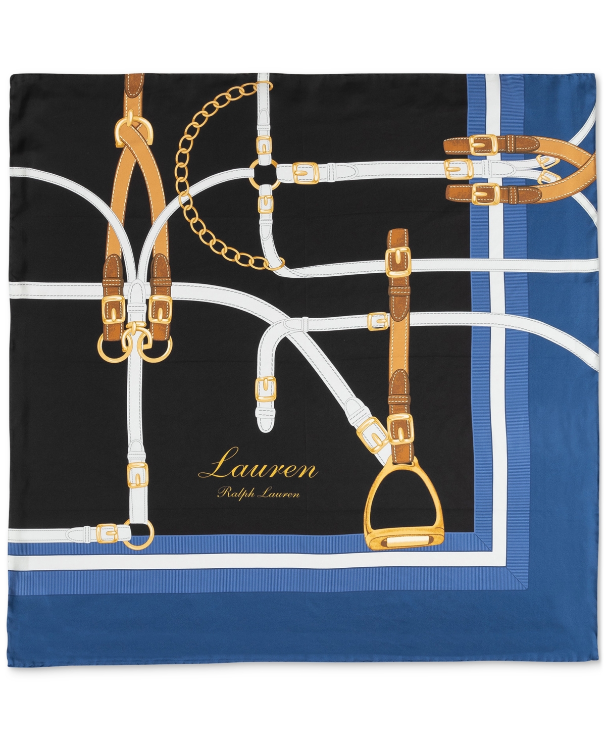 Ralph Lauren Modern Belting Square Silk Scarf In Black