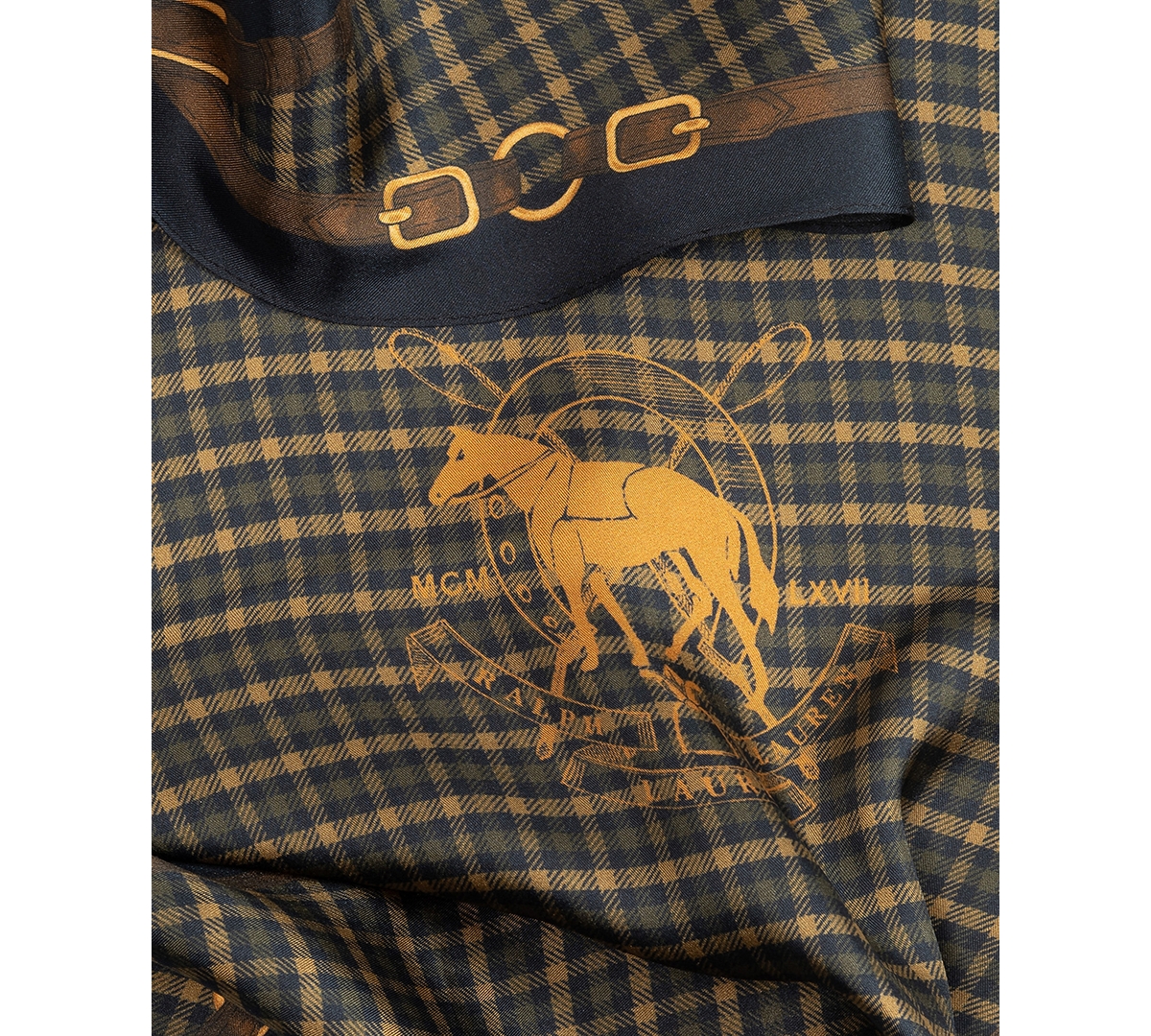 Ralph Lauren Belting & Plaid Diamond Silk Scarf In Multi