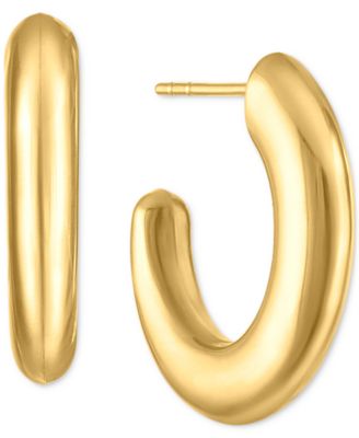 Macy's - Polished J-Hoop Extra Small Huggie Hoop Earrings in 10k Gold, 0.375"