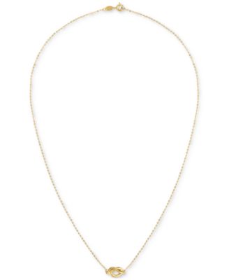 Polished Love Knot Station 18" Pendant Necklace in 10k Gold