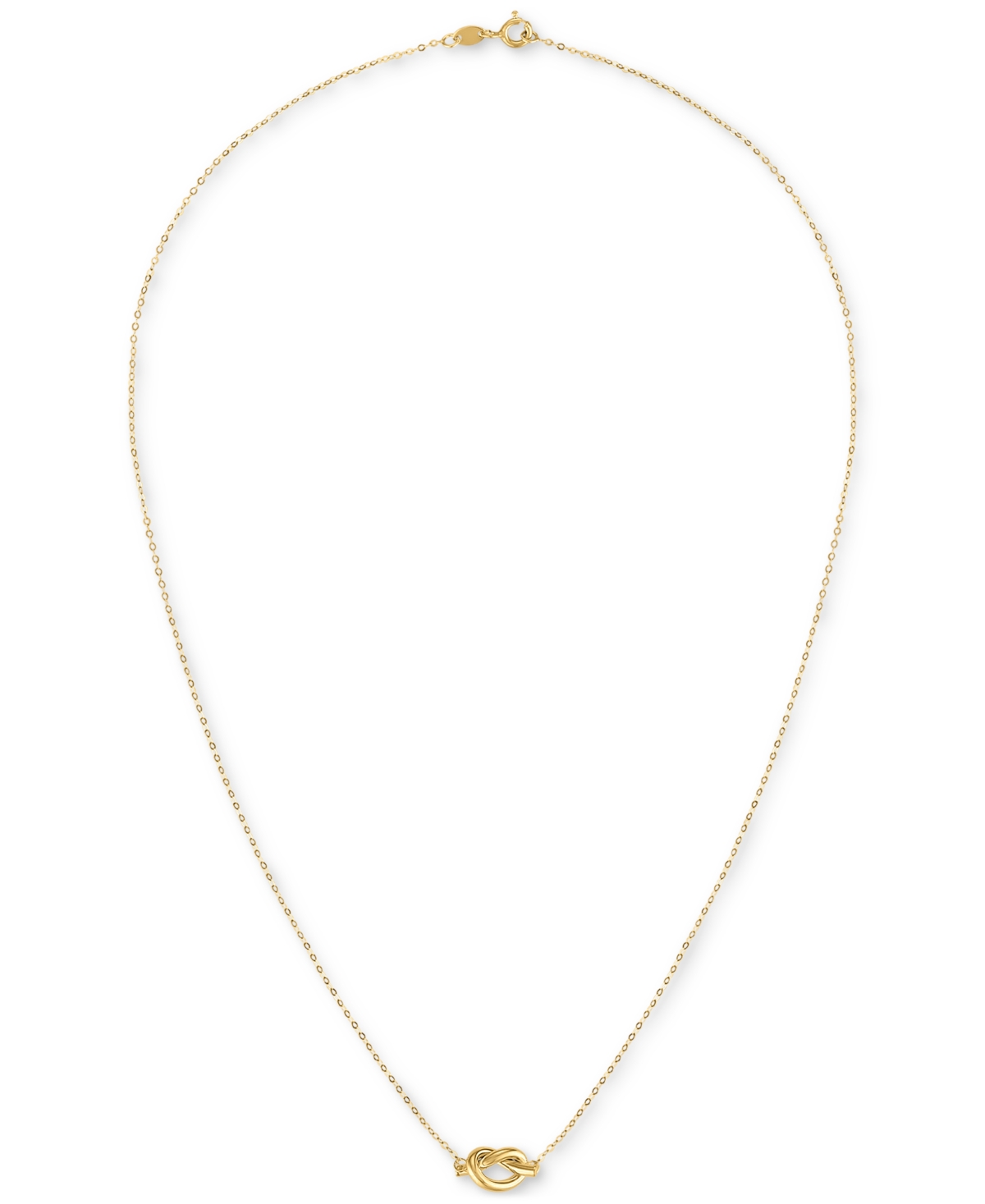 Macy's Polished Love Knot Station 18" Pendant Necklace In 10k Gold In Gold