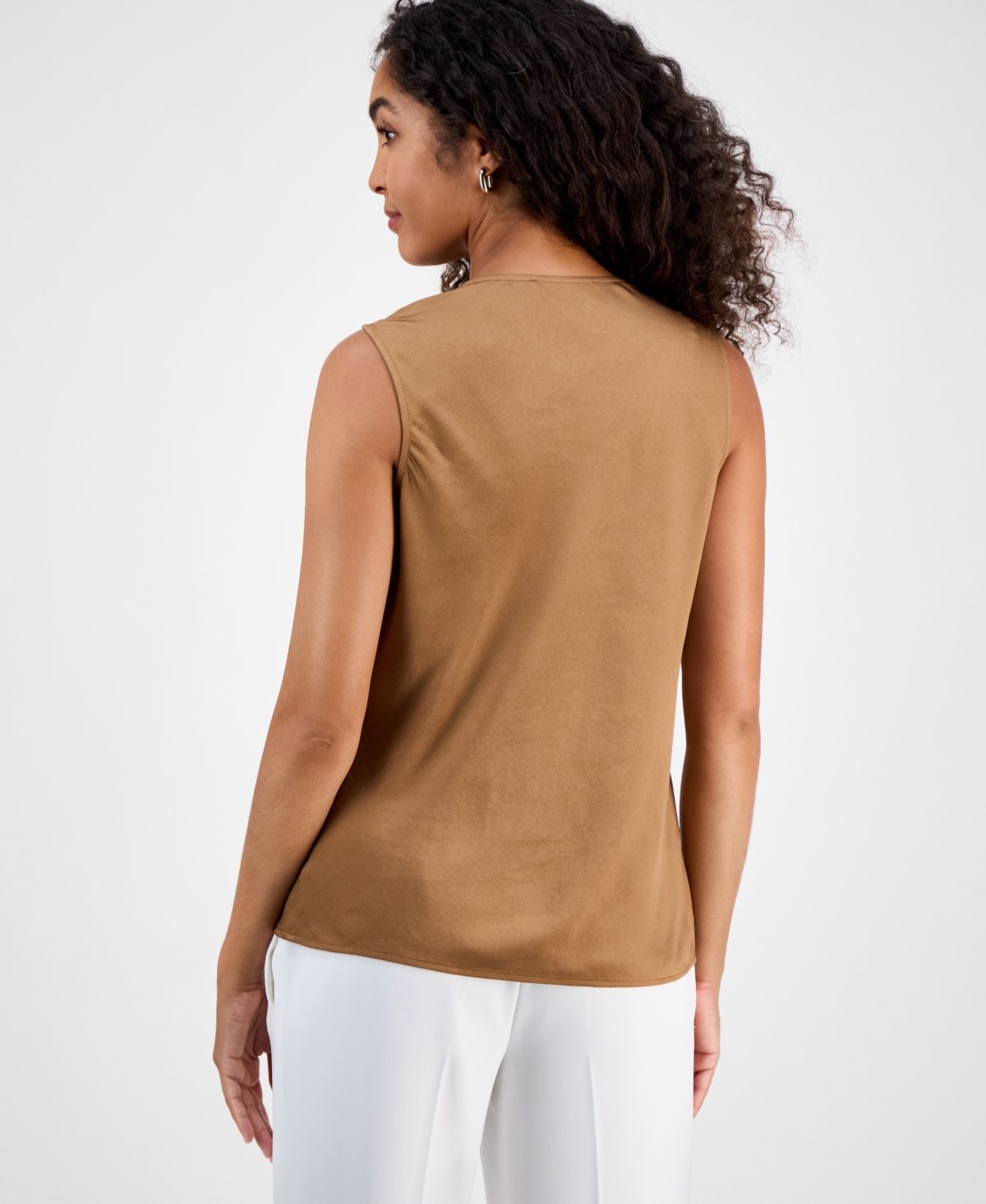 Kasper Women's Cowlneck Sleeveless Top In Brown