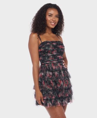 Juniors' Strapless Straight-Neck Fit & Flare Dress