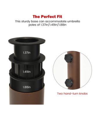 Round Weighted Patio Umbrella Base Stand 50 lbs w/ 3 Adapters