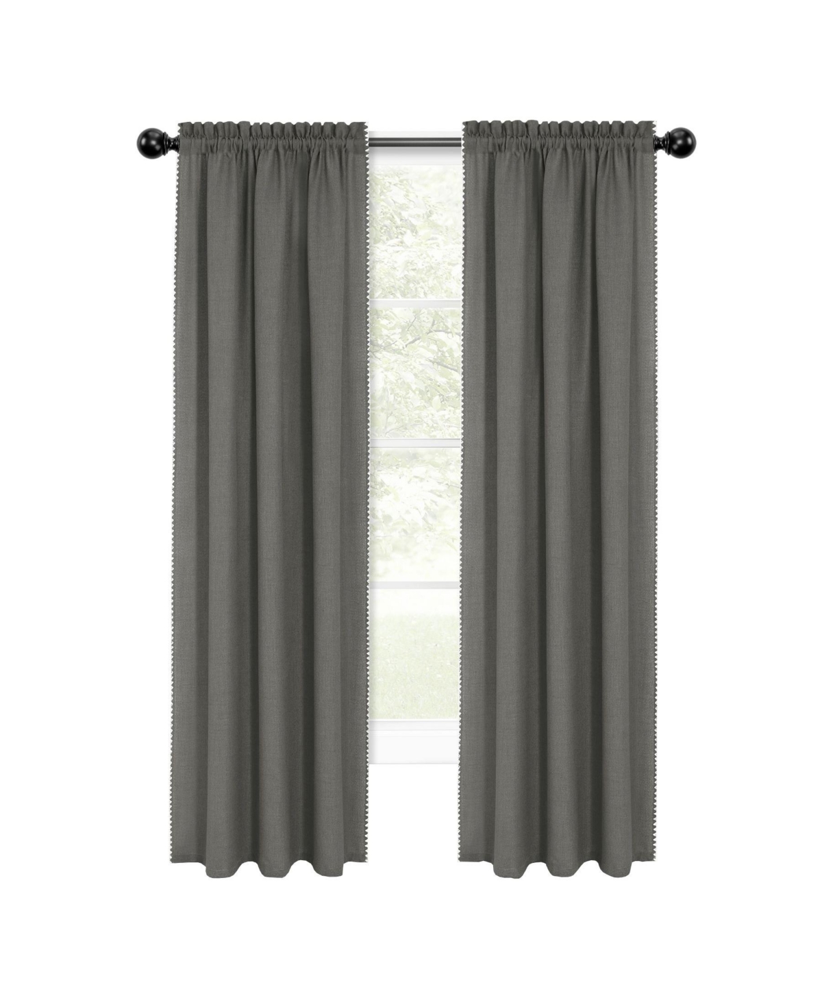 Kate Aurora 2 Piece Hamptons Coastal Living Textured Semi Sheer Rod Pocket Curtain Panels
