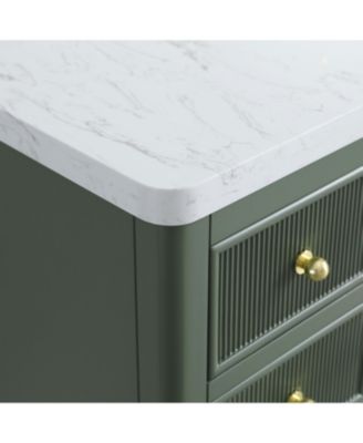 Fully Assembled 48" Freestanding Single Sink Bathroom Vanity with Solid Wood Construction and Engineered Marble Top