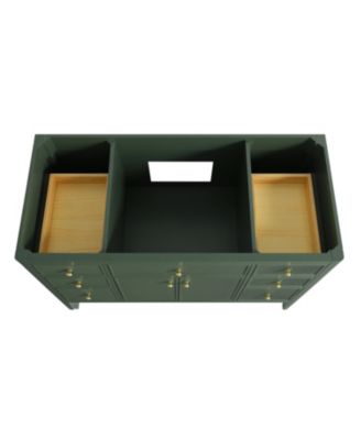 Fully Assembled 48" Freestanding Single Sink Bathroom Vanity with Solid Wood Construction and Engineered Marble Top