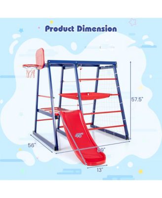 Toddler 7-In-1 Indoor Playground w/ Slide Climbing Net Crowling Ladder Rope Ladder