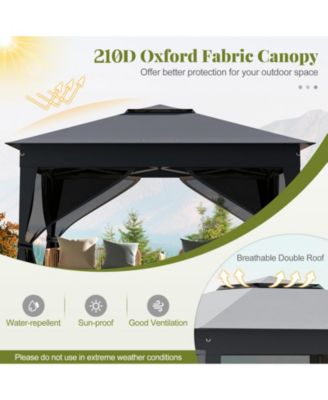 11 X 11 FT Pop up Canopy Tent w/ Mesh Screen Netting Carrying Bag Zippered Doors