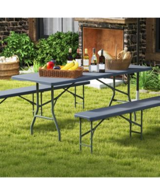 6 ft portable folding table 350 lbs fold-in-half table with hdpe tabletop