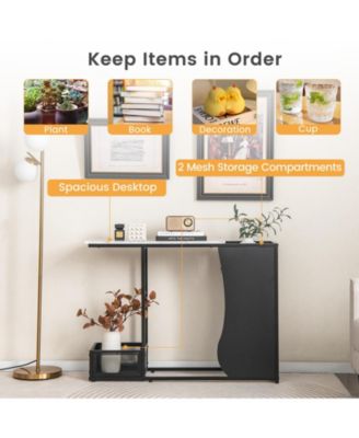 43.5 Inch Console Table with Plant Position and Faux Marble Top