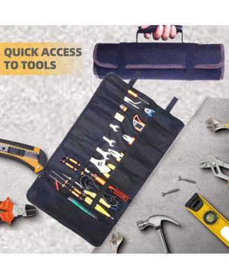 23 Pocket Tool Bag Roll Up for Men Birthday gifts, Portable Tool Storage with Zipper Pouch, Compact Small Toolbag for Handyman RV Owners, Father Day