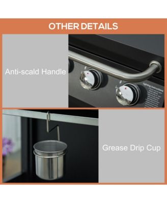 3 Burner Gas Grill w/ Wheels, Storage Shelves, Thermometer,