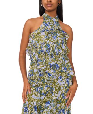 Women's Sleeveless Halter-Neck Chiffon Maxi Dress