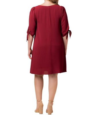 Plus Size Manhattan Shift Dress with Tie Sleeves