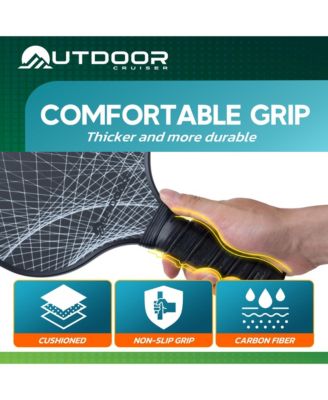 Outdoor Cruiser Pickleball Racket Set - Carbon Fiber USAPA Approved Lightweight Paddles with Polypropylene Honeycomb Core, Skill Levels, Includes 2 Rackets, a Sling Bag, 4 Balls, and 4 Grip Tapes