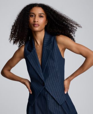 Kenneth Cole Women's Pinstripe Sleeveless Vest - Macy's