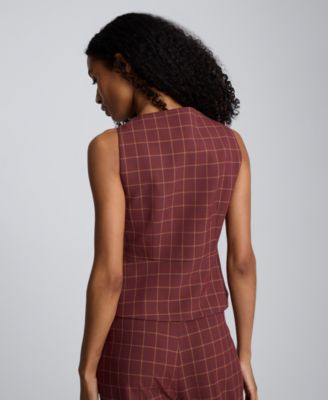 Women's Plaid Sleeveless Peplum Vest