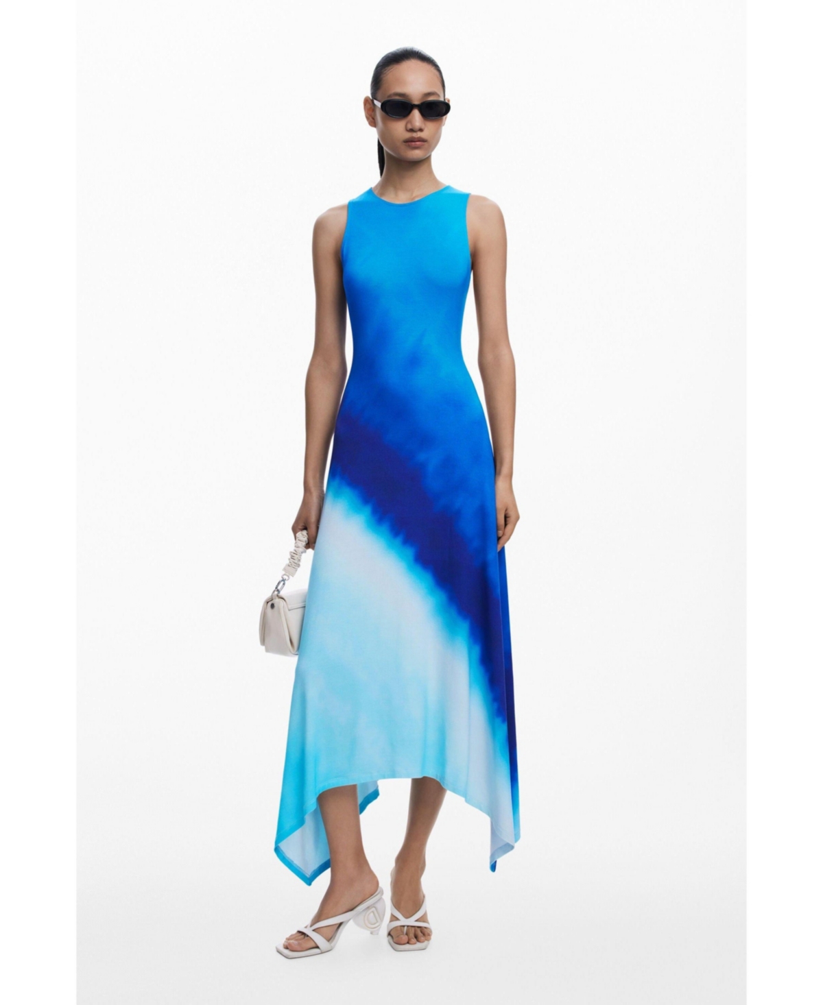 Women's Tie-dye ruched dress - Blue
