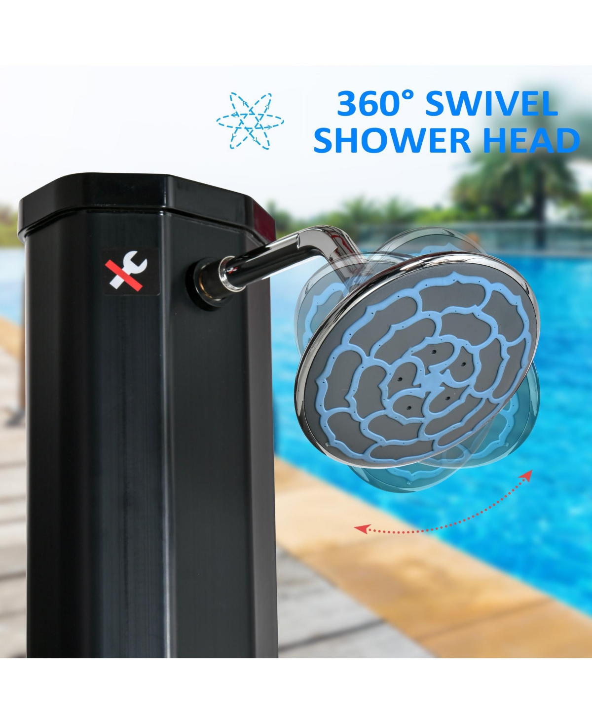Outsunny Outdoor Solar Shower w/ Hot & Cold Adjustment Poolside Beach Pool Spa