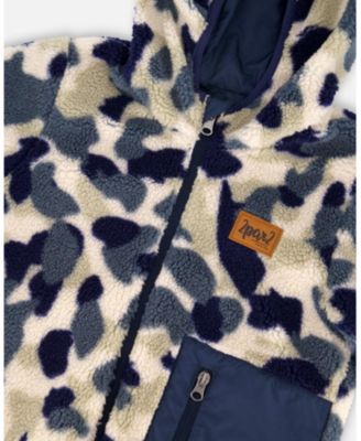 Kids Unisex Reversible Mid-Season Sherpa Jacket Blue Camo - Toddler|Child