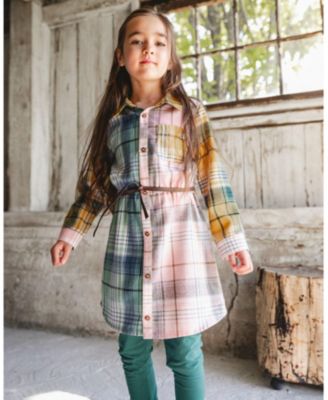 Big Girls Leggings Dark Green with Flower Print