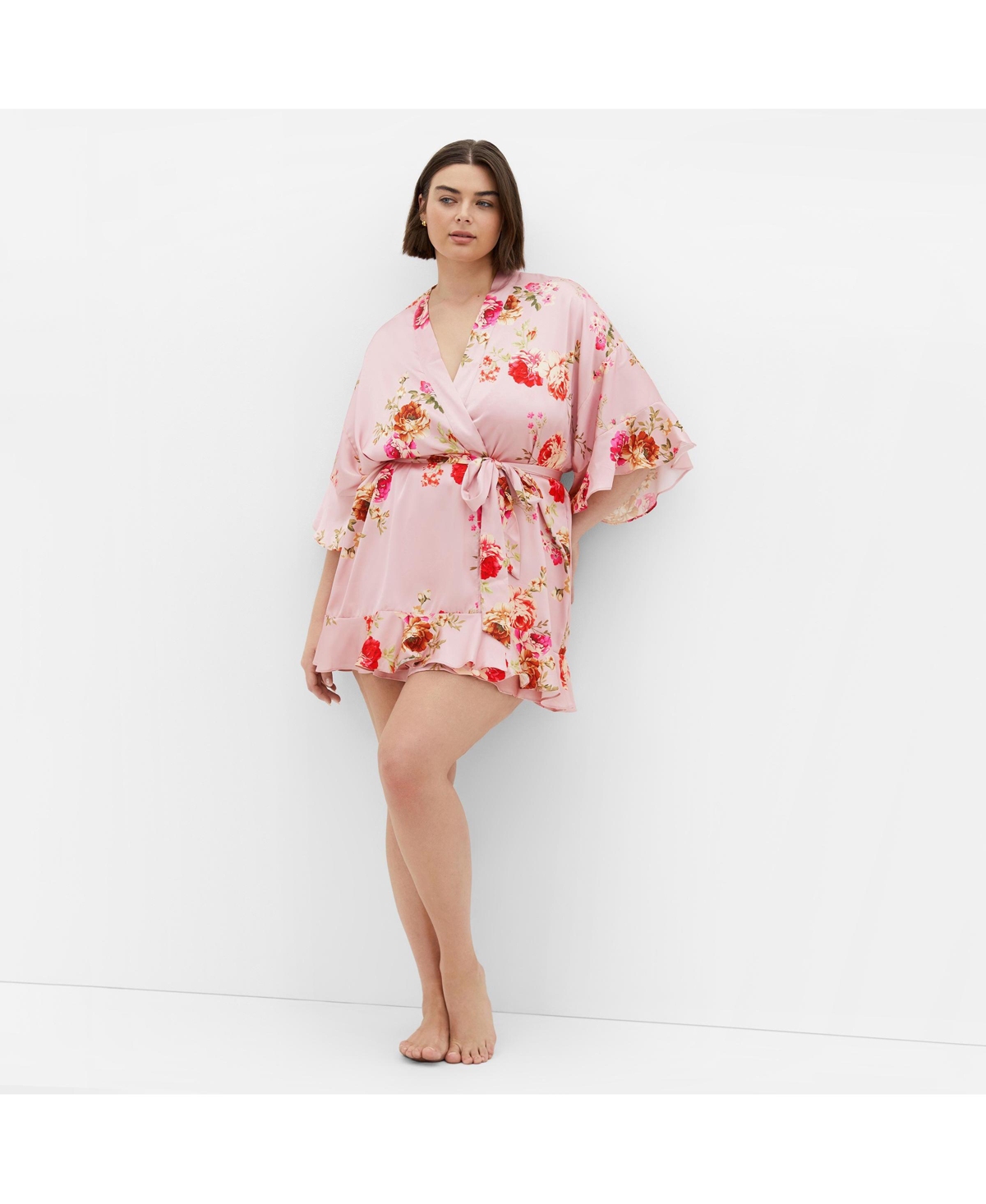 Women's Arcadia Short Kimono - Blush floral print