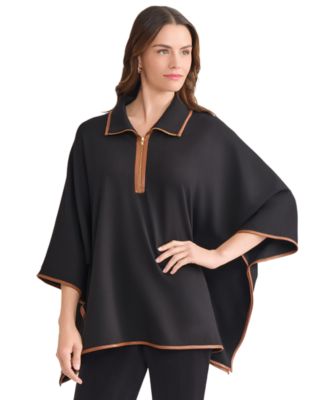 Petite Quarter Zip Dakota Poncho Sweater