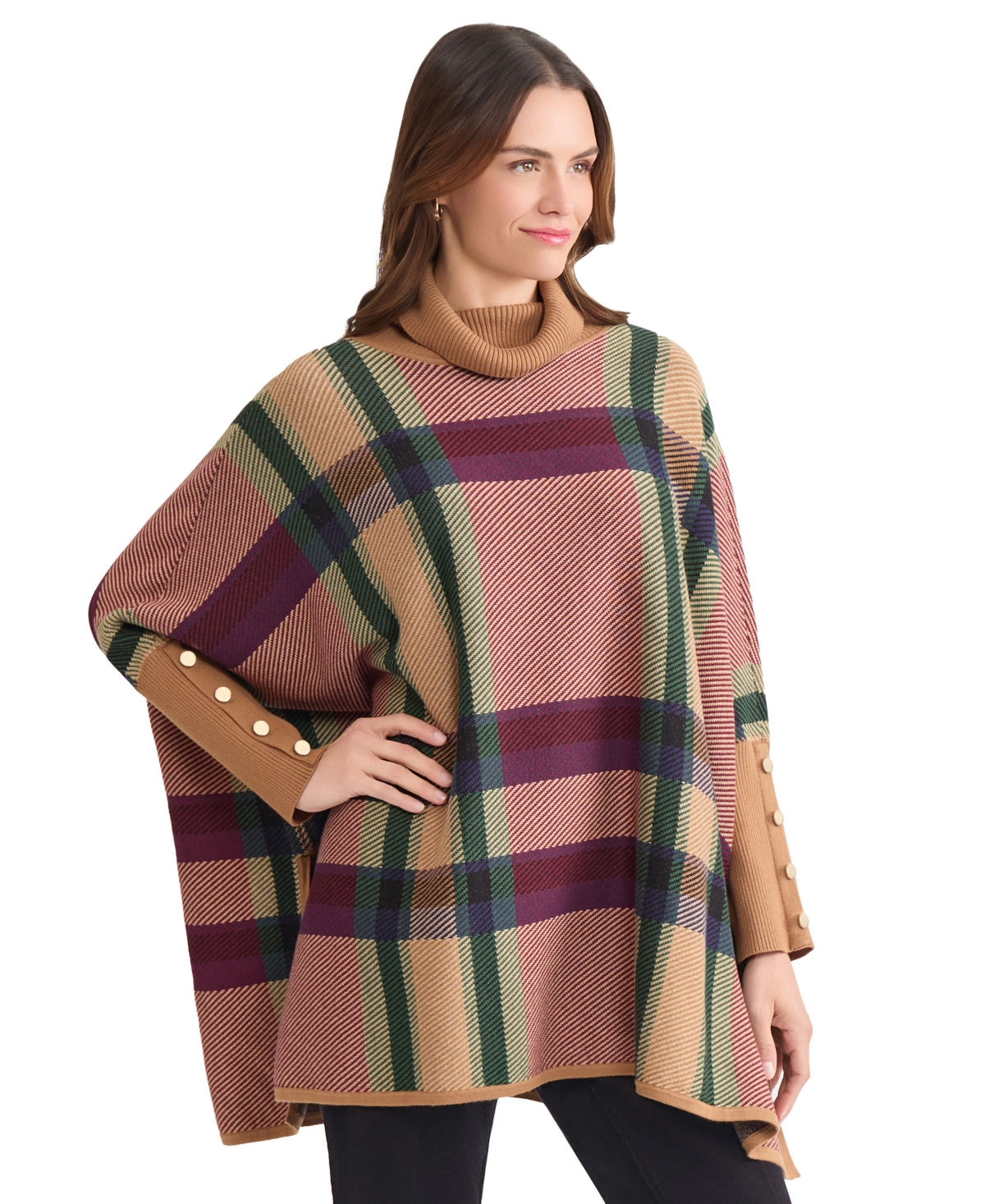 Jones New York Women's Drop Shoulder Turtle Neck Sweater In Brown