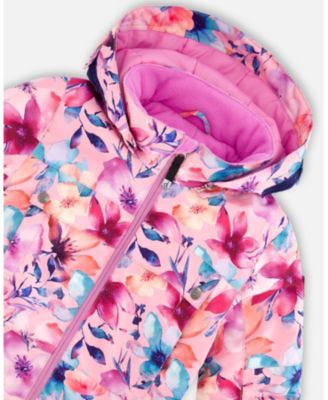 Big Girls One-Piece Teknik Snowsuit Pink Watercolor Flower Print