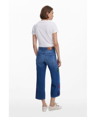 Women's Embroidered culotte jeans