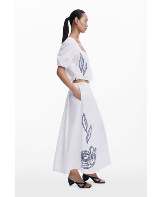 Women's Embroidered puff-sleeve blouse