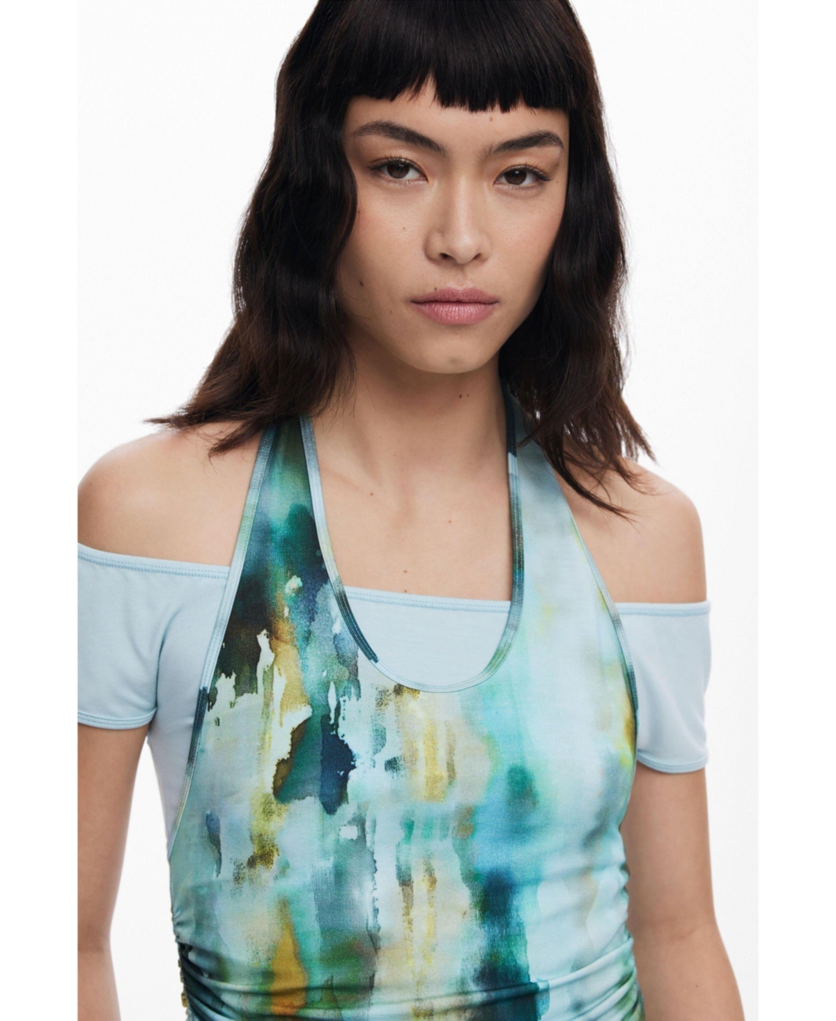 Desigual Women's Double-layer Effect T-shirt In Yellow