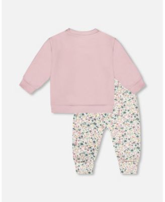 Baby Girl Cotton Evolutive Pant and Long Sleeve Top Set Neutral Purple - Baby