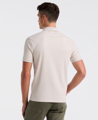 Men's Slim-Fit Ribbed Zip Polo Shirt