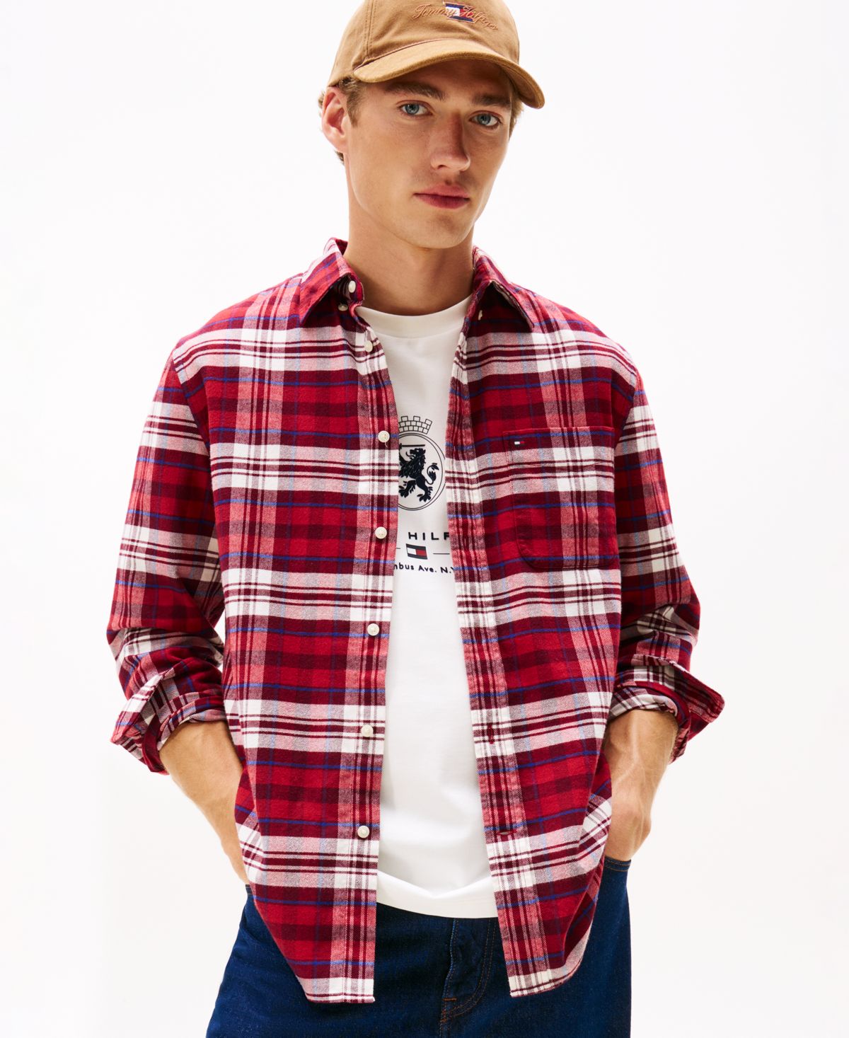 Мужская фланелевая рубашка в клетку обычного покроя