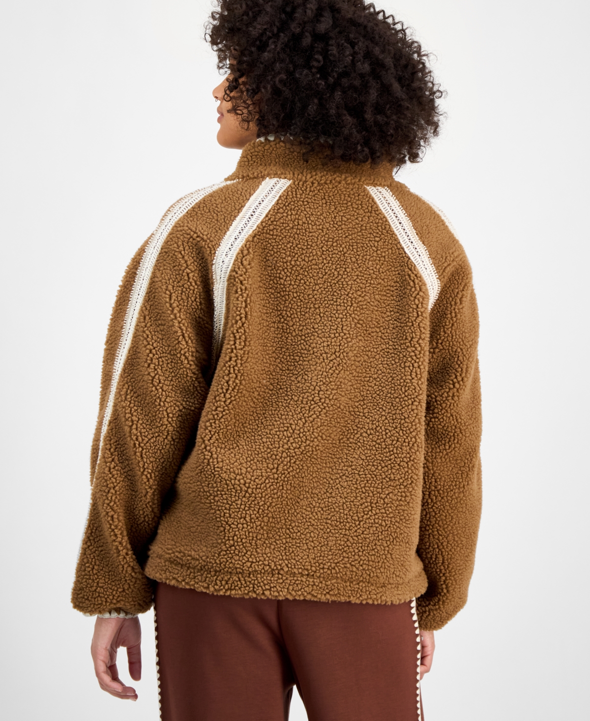 And Now This Women's Crochet-Trim Sherpa Fleece Jacket, Macy's Exclusive